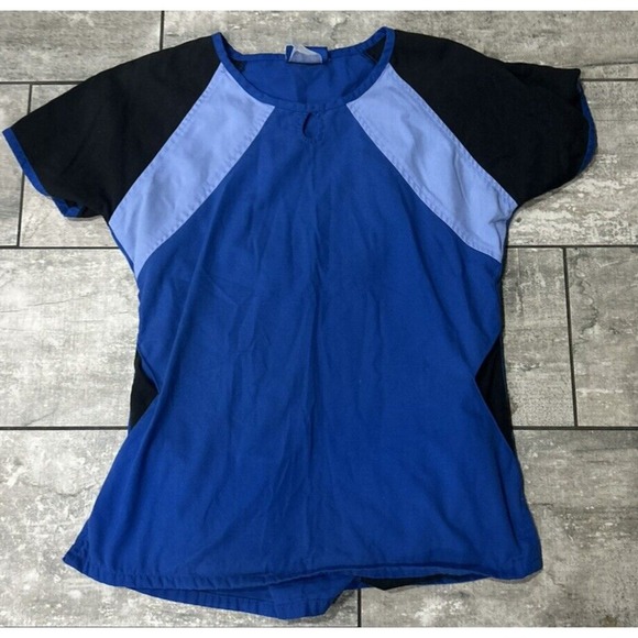 Easy Stretch‎ Butter Soft Womens XS Scrub Top POCKETS Blue Navy Black (2) Tops - Picture 2 of 8